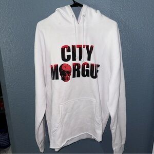 VLONE CITY MORGUE WHITE DOGS HOODIE